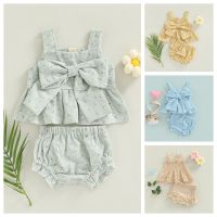 【Forever CY Baby】Infant Baby Girl 2 Pcs Outfits Suit Plaid Pattern Floral Printed Bowknot Suspender Tops Shorts Set