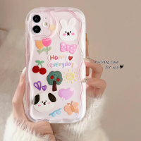 เคส RouJiang สำหรับ iPhone 15 14 13 12 11 Pro Max X XR Xs Max 8 7 6S Plus SE 2020คลาสสิกอนิเมะการ์ตูนน่ารักหมากระต่ายเชอร์รี่เคสโทรศัพท์