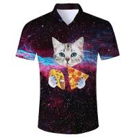 Summer Harajuku Short sleeve Shirts Funny Galaxy Taco Pizza Cat 3D Printed Hawaiian Shirt Mens Harajuku Casual Shirt Drop Ship