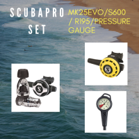 Scubapro Regulator set: Scubapro MK25 EVO/ S600 Regulator+ R195 Octopus Regulator+Pressure Metal Gauge (SET/Package)