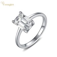 Vinregem 925 Sterling Silver Emerald Cut Created Moissanite Gemstone Wedding Engagement Fine Jewelry White Gold Rings Wholesale