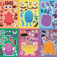 【YF】☸❐❁  6/12Sheets Kids Games Stickers Cartoon Make A Face Assemble Jigsaw Gifts