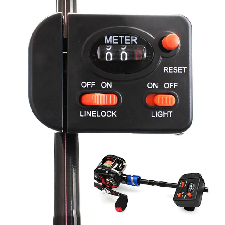 Fishing Line Counter Clip On Rod Meter Gauge Depth Finder Digital