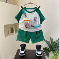 Boys Suit 2023 New Fashion Baby Handsome Trendy Short Sleeve Clothes Childrens Summer Clothing Pu Shuai Fried Street Childrens Clothing