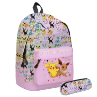 2PCS Kids Pikachu กระเป๋านักเรียนเด็ก Pokemon Student Backpack Bag