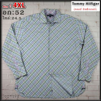 Tommy Hilfiger®แท้ อก 52 ไซส์ 4XL เสื้อเชิ้ตผู้ชาย ทอมมี่ ฮิลฟิกเกอร์ สีฟ้า เสื้อแขนยาว เนื้อผ้าดีสวยๆ