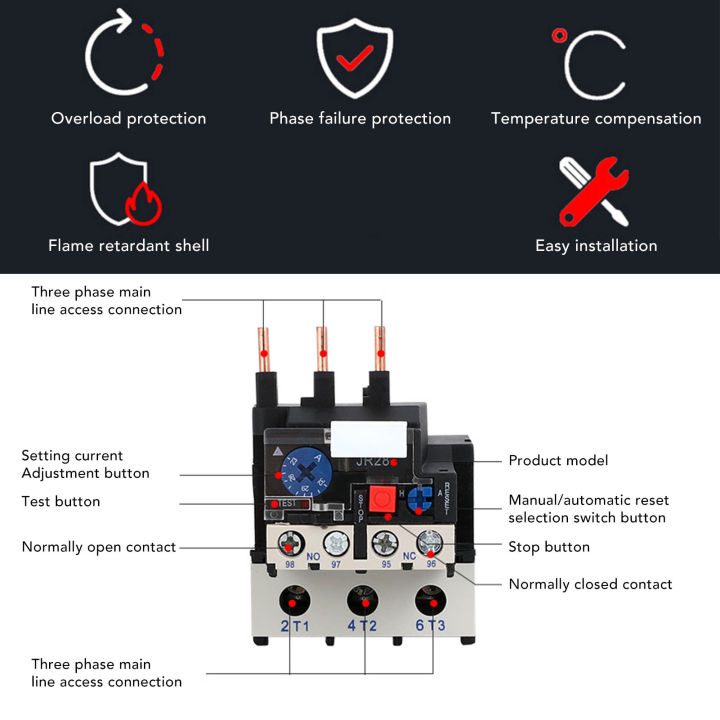 รีเลย์เครื่องวัดพิกัดเกินพิกัด3หน้าสัมผัส600v-สำหรับอุตสาหกรรม