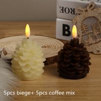 10Pcs Christmas Decoration LED Bullet Head Pinecone Electronic Candle Lamp Home Indoor Scene Layout Lights