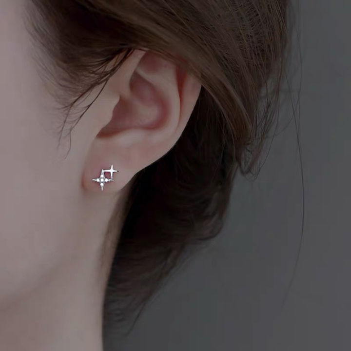 ของขวัญเครื่องประดับแฟชั่นสำหรับผู้หญิงรูปดาวสี่แฉกแสนโรแมนติกน่ารักต่างหูตุ้มหู