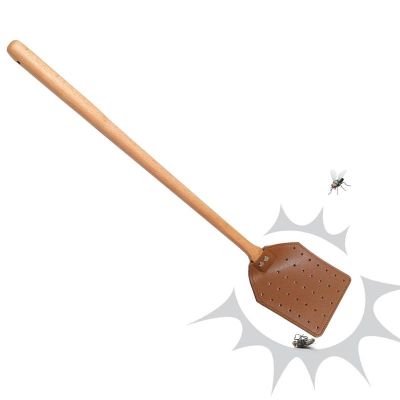 ✢۞ Fly Swatter Mosquito Swatter Long Handle PU Leather Flyswatter Flapper Insect Killer Indoor Bees Swatters For Kitchen Bedroom