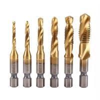 【DT】hot！ Combination Bit Set6 1/4  Hex Shank Titanium Coated Include M4 M5 Screw