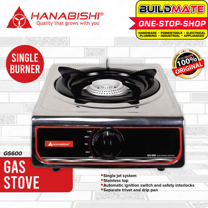 HANABISHI Single Burner Gas Stove GS600 Stainless top Automatic