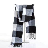 Luxury Brand Winter Men Cashmere Scarf Black White Plaid Scarves Pashmina Shawl Casual Blanket Tassel Wraps Man Business Foulard