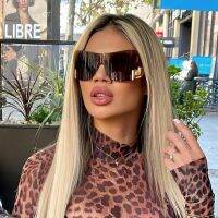 2023 New Fashion Oversized One Piece Sunglasses Women Brand Vintage Punk Square Brown Sun Glasses Female Goggle Oculos De Sol Cycling Sunglasses