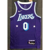 【hot pressed】2022 new 3 styles NBA jersey Los Angeles Lakers 0  WESTBROOK purple 75th anniversary basketball jersey