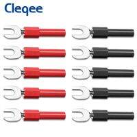 Cleqee P4003 10ชิ้นความกว้าง6มม. ปลั๊กกล้ามปู Uamp; Y ประเภทแทรกฉมวกเป็น4มม. กล้วยหัวเชื่อมปลั๊ก5สี