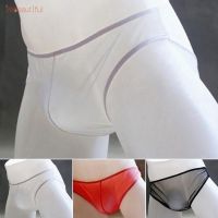 Fashion Men Transparent Bulge pouch Underpants Lingerie Summer Casual Beach Low-waist Elastic Ultrathin Briefs