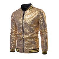 Men Shiny Blazers Gold Sequin Glitter Suit Jackets Male Nightclub One Button Suit Blazer DJ Stage Blazers