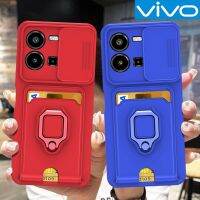 Vivo Y36 Y35 Y16 Y22S Y20S Y11S Y12S Y02Sมัลติฟังก์ชั่นเคสซิลิโคนอ่อนนุ่มพร้อมขาตั้งและช่องเสียบการ์ด