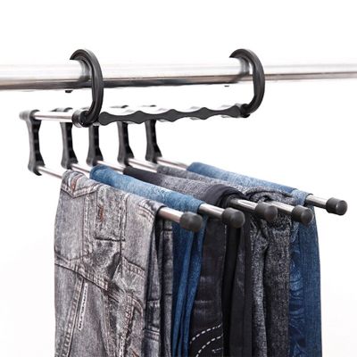 Newest Fashion 5 in 1 Pant rack shelves Stainless Steel Clothes Hangers Multi-functional Wardrobe Hot Sale Magic Hanger 2022 Clothes Hangers Pegs