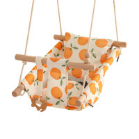 Baby Cartoon Canvas Swing 1Set Wooden Outdoor Hanging Chair Baby Toys Outdoor Small Basket Child Safety Entertainment Baby Toys