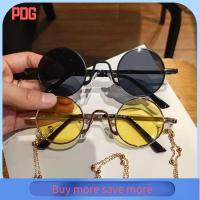 PDG พังก์สไตล์ แว่นกันแดดกลมเล็ก การป้องกัน UV400 สีสันสดใส แว่นตาสำหรับแว่นตา วินเทจ เฉดสีวงกลม สำหรับผู้หญิงและผู้ชาย