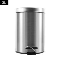 Creative Simple Foot-operated Trash Can Stainless Steel Anti-fingerprin Anti-fouling Round Trash Garbage Bin For Kitchen Decor