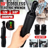 Ratchet Wrench 3/8 Inches Cordless Electric Right Angle Wrench With LED Lights 0/1/2 Batteries Power Tools 12V