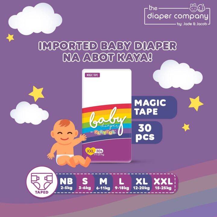 Baby Diaper by Playful Magic Tape (Korean Pants Imported Diaper) NB S M