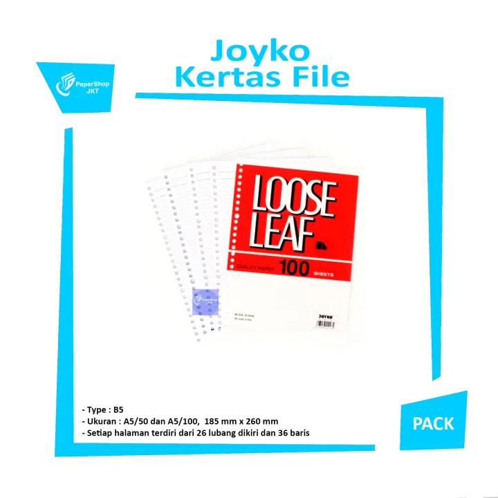 Loose Leaf Isi Kertas File Binder Joyko B5 7026 100 Lembar