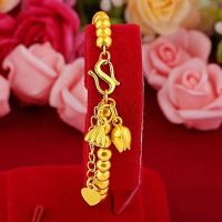 ❇ [Non-fading] Vietnam Sand Gold Ancient Method Inheritance Golden Beads Bracelet of Two Worlds Joyful Bracelet Lotus Pod Bracelet Gold Beads