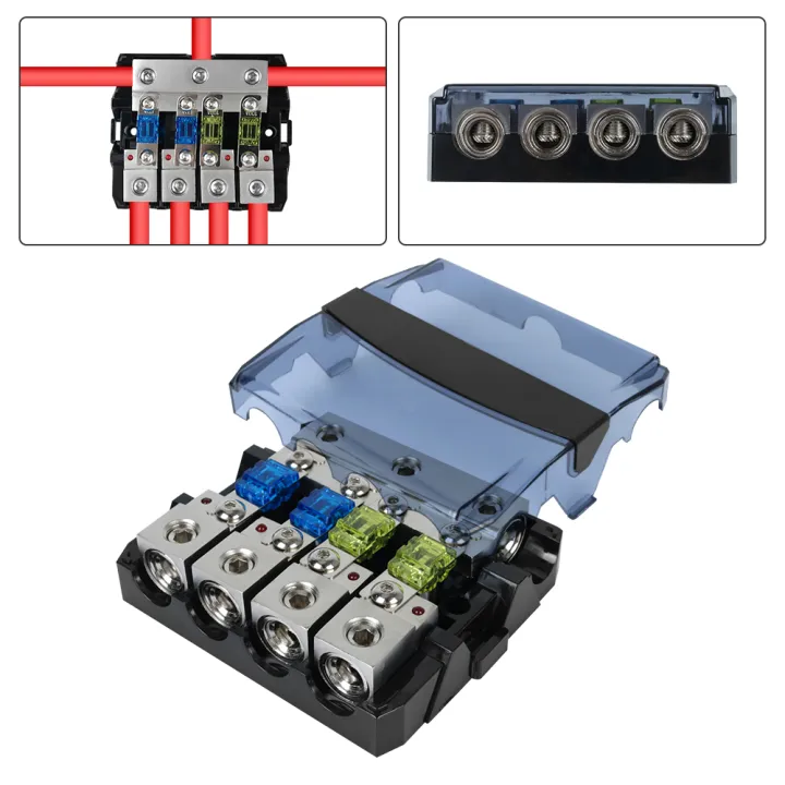 4 Ways Fuse Set Audio Line Fuse Safety Lever Builtin 60A CrossPin