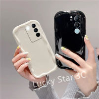 ทรงคลื่นปลอกอ่อนสำหรับ VIVO V29e V29 Pro V27e V27 V25e V25 Pro V23e V23 5G 4G เคส Phone Case มันวาวกันน้ำปกป้องเลนส์เคสโทรศัพท์สีทึบฝาหลังโทรศัพท์