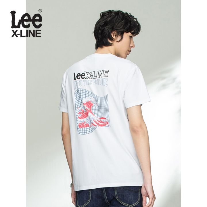 lee-xline-21-สินค้าใหม่-รุ่นมาตรฐาน-เสื้อยืดคอกลมสีขาวพิมพ์ลายแขนสั้นชาย-l438164lek14-6347