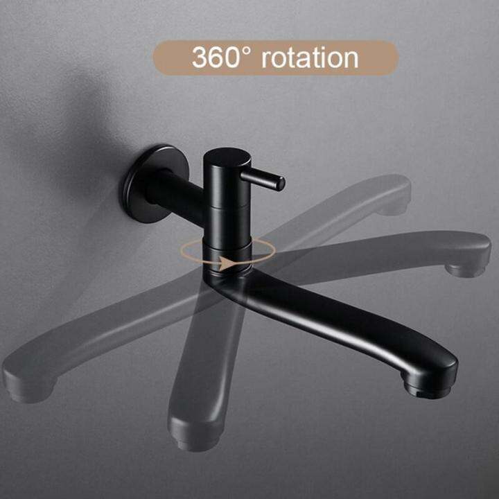 Single Cold Water Wall Sink Faucet Black Kitchen Faucet Garden Mop