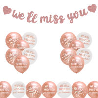 SURSURPRISE Going Away Farewell Party Decorations Kit, Rose Gold We Will Miss You Glitter Banner, 15 Pcs Goodbye Party บอลลูน,สำหรับย้าย,เกษียณอายุ,Graduation Party Supplies