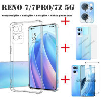 (4in1) เคสโทรศัพท์ + ฟิล์มกระจกนิรภัย,สำหรับ OPPO Reno 7 Pro 7Z 5G ฟิล์มหลังคาร์บอนไฟเบอร์ + ฟิล์มติดเลนส์กล้องสำหรับ OPPO Reno7 Z 5G เคสโทรศัพท์ใส