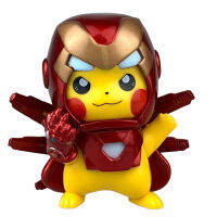 Poke-Mon Pikachu Cos Iron-Man น่ารักของเล่นพ็อกเก็ตมอนสเตอร์แอคชั่นฟิกเกอร์สำหรับสะสมเครื่องประดับรูปแกะสลักตุ๊กตาโมเดลของขวัญ