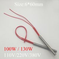 6x60 6x60mm 100W 130W AC 110V 220V 380V Stainless Steel Cylinder Tube Mold Heating Element Single End Cartridge Heater