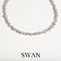 SWAN - Multi Shape Necklace สร้อยคอเงินแท้ ฝังเพชร cubic zirconia คิวบิกเซอร์โคเนีย
