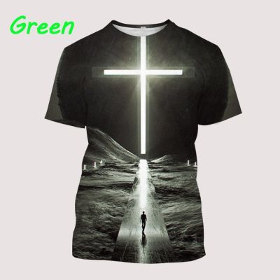 Summer New Fashion Casual Jesus 3D Printing Mens Round Neck Short Sleeve Tops T-shirt