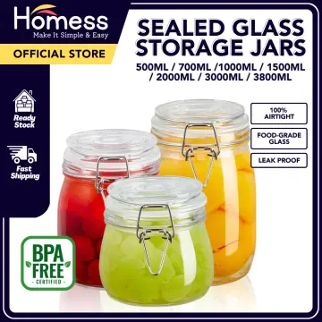 500ml 750ml 1000ml 1500ml Air tight Glass Jar BPA free Eco-friendly Food  Grade Leak Proof All-Purpose