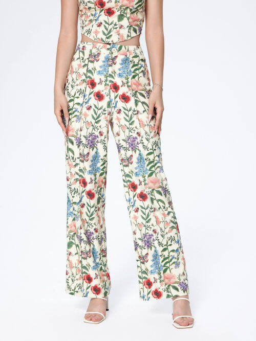 Cider Floral Print Long Trousers กางเกงขายาวผู้หญิง กางเกงแฟชั่นผญ ลาย