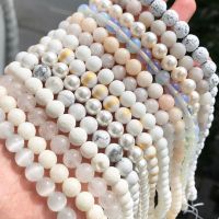 Natural Gemstone White Series Shell Pearl Beads Opal Moonstone Crystal Agates Howlite Hematite Round Beads For Jewelry Making Cables