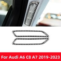 For Audi A6L A6 C8 A7 2019-2023 Car Interior Accessories A Pillar Air Outlet Trim Frame Carbon Fiber Stickers Decoration Styling