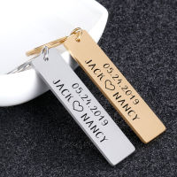 Keychains for Men Engraved Date Double Name Love Stainless Steel Couple Personalized Keychain Gift To Girlfriend Llaveros Pareja