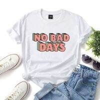 2023 NEWFashion ผ้าฝ้ายผู้หญิงเสื้อยืดสบายๆหลวมแขนสั้นไม่มี BAD DAYS Letter Harajuku หญิง Tees Top Plus ขนาด W688