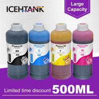 ICEHTANK หมึกเติมสี4สีอเนกประสงค์500มล. ความจุสูงสำหรับเครื่องพิมพ์ Epson Canon HP Brother Lexmark Samsung Dell