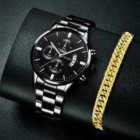 「Dark blue watch」แฟชั่นบุรุษนาฬิกาผู้ชายธุรกิจสแตนเลสสตีลนาฬิกาข้อมือชาย GoldWatch Relógio Masculino