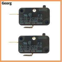 GEORG 2pcs 125/250VAC สวิตช์ V-15-2C26-K สีดำสีดำ 15A สวิตช์จำกัด ปกติปิด 2พิน ไมโครสวิตช์ สำหรับ Omron SWITCH shurflo 2088 Series ขั้วต่อ PCB